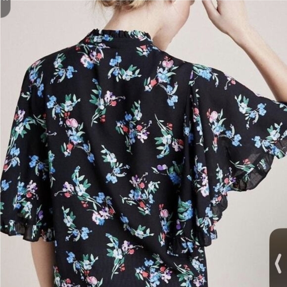 Anthropologie Black Floral Blouse - Picture 2 of 10